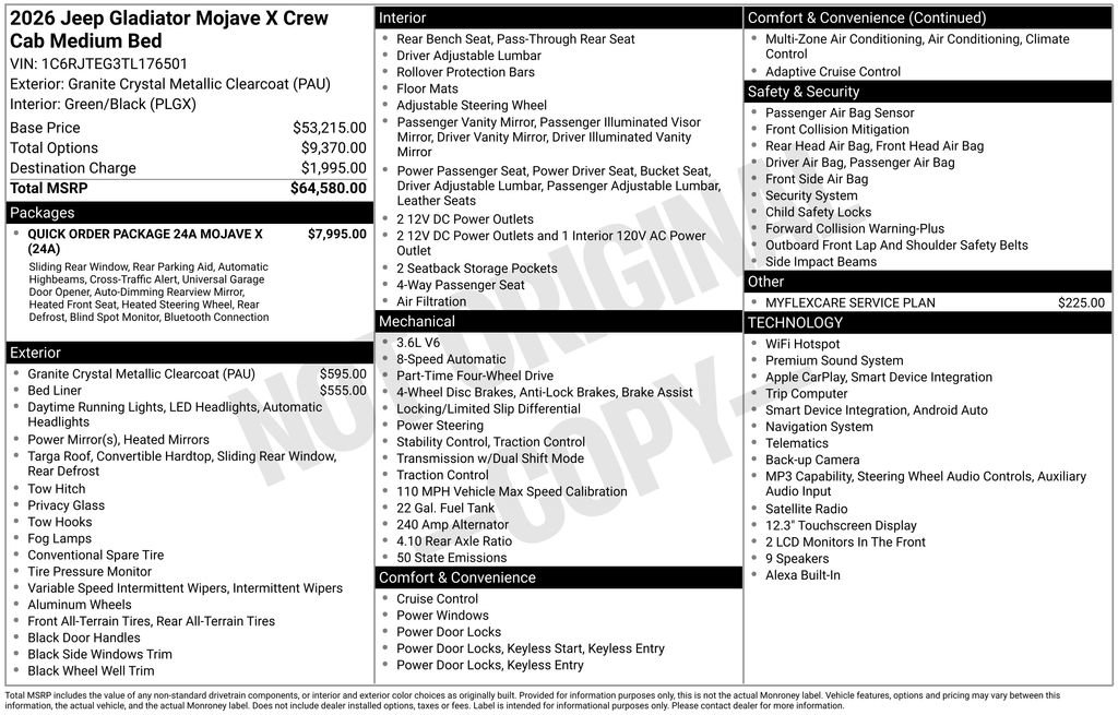 New 2026 Jeep Gladiator Mojave AWD/4WD image 35
