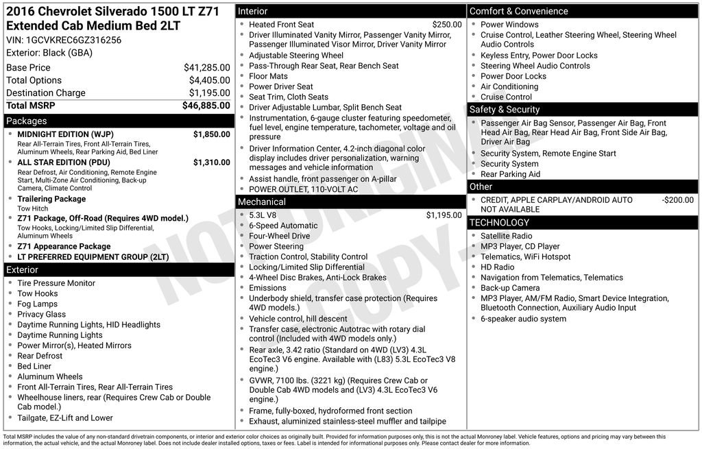 Used 2016 Chevrolet Silverado 1500 LT w/ Midnight Edition AWD/4WD image 10