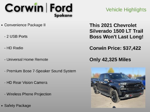 Used 2021 Chevrolet Silverado 1500 LT Trail Boss w/ Convenience Package II AWD/4WD image 12