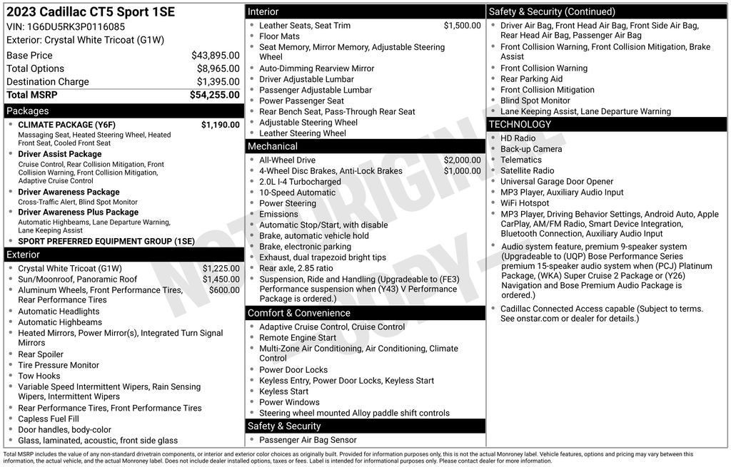 Used 2023 Cadillac CT5 Sport w/ Climate Package AWD/4WD image 19