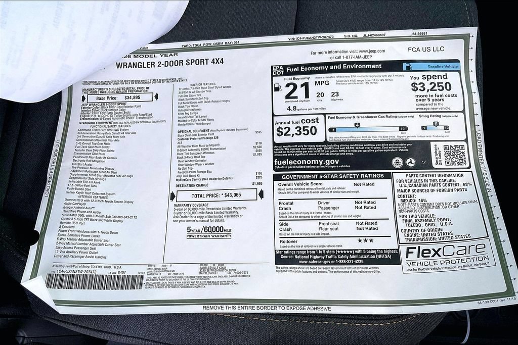 New 2026 Jeep Wrangler Sport AWD/4WD image 12