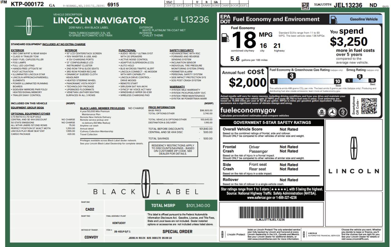 Used 2018 Lincoln Navigator L Black Label w/ Cargo Package AWD/4WD image 78