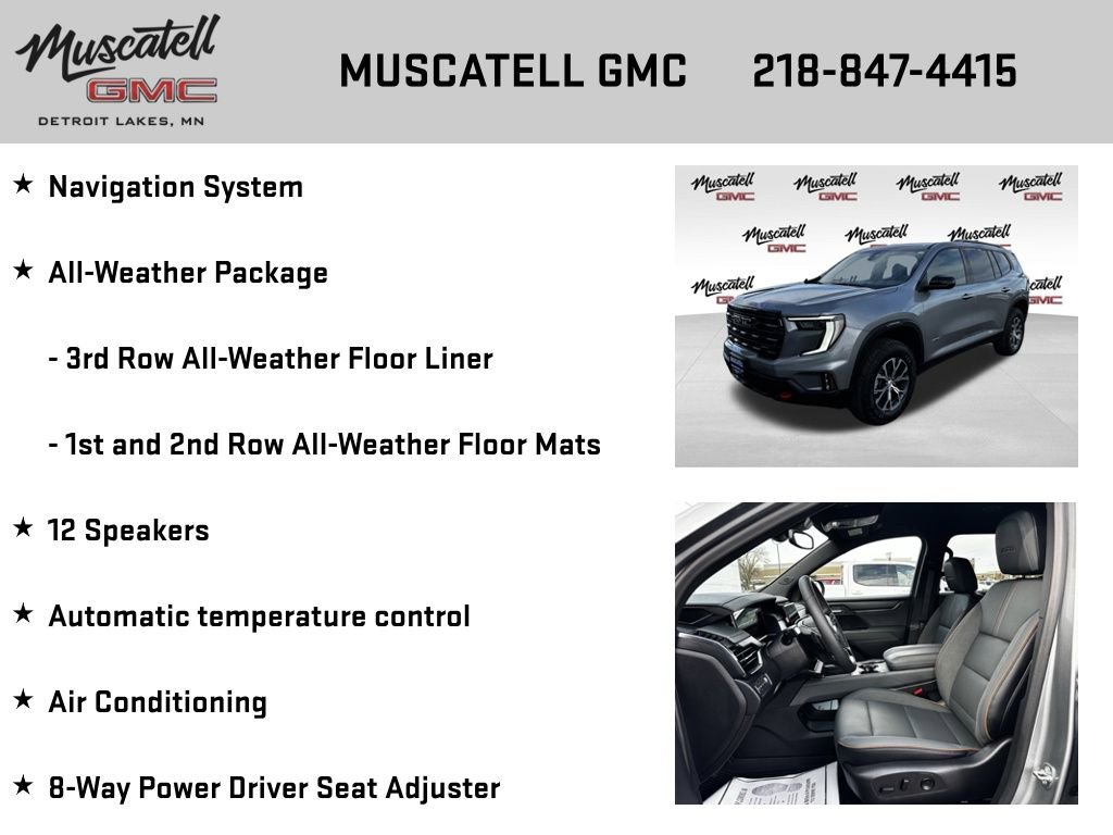 Used 2025 GMC Acadia AT4 w/ LPO, Floor Liner Package image 6