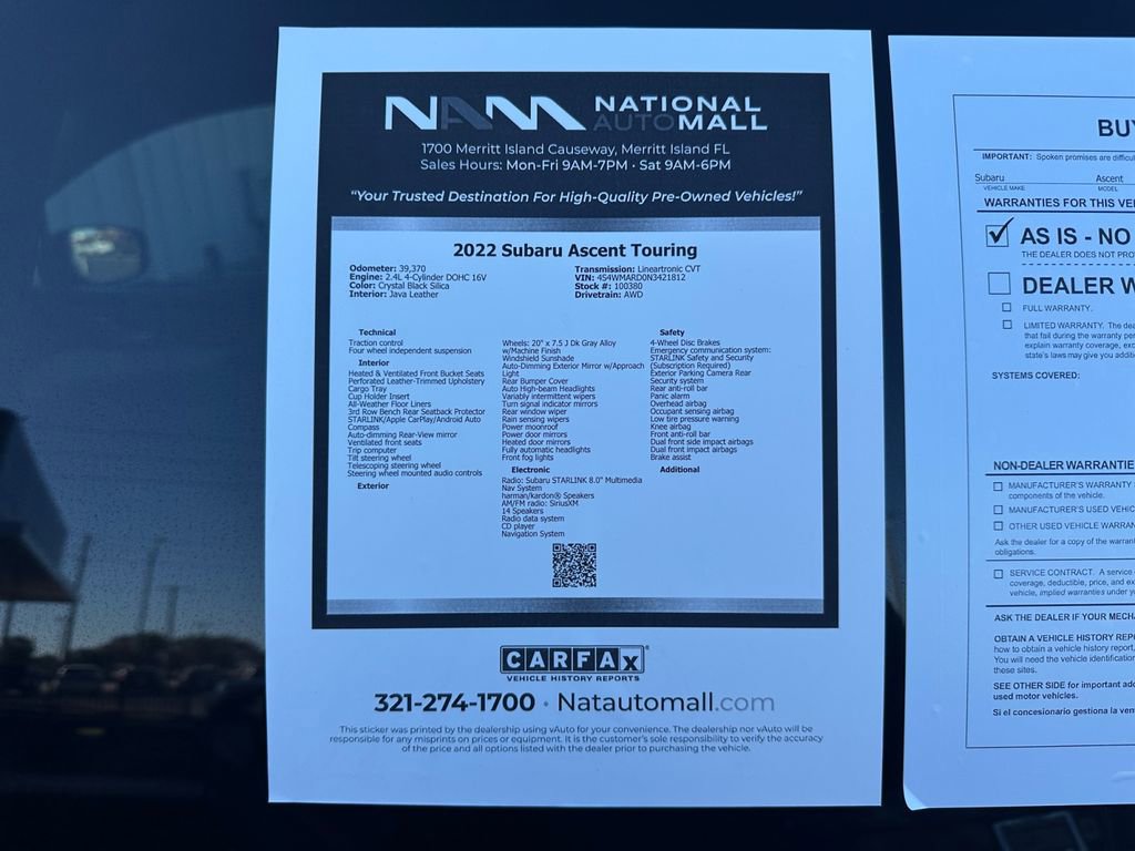 Used 2022 Subaru Ascent Touring image 47