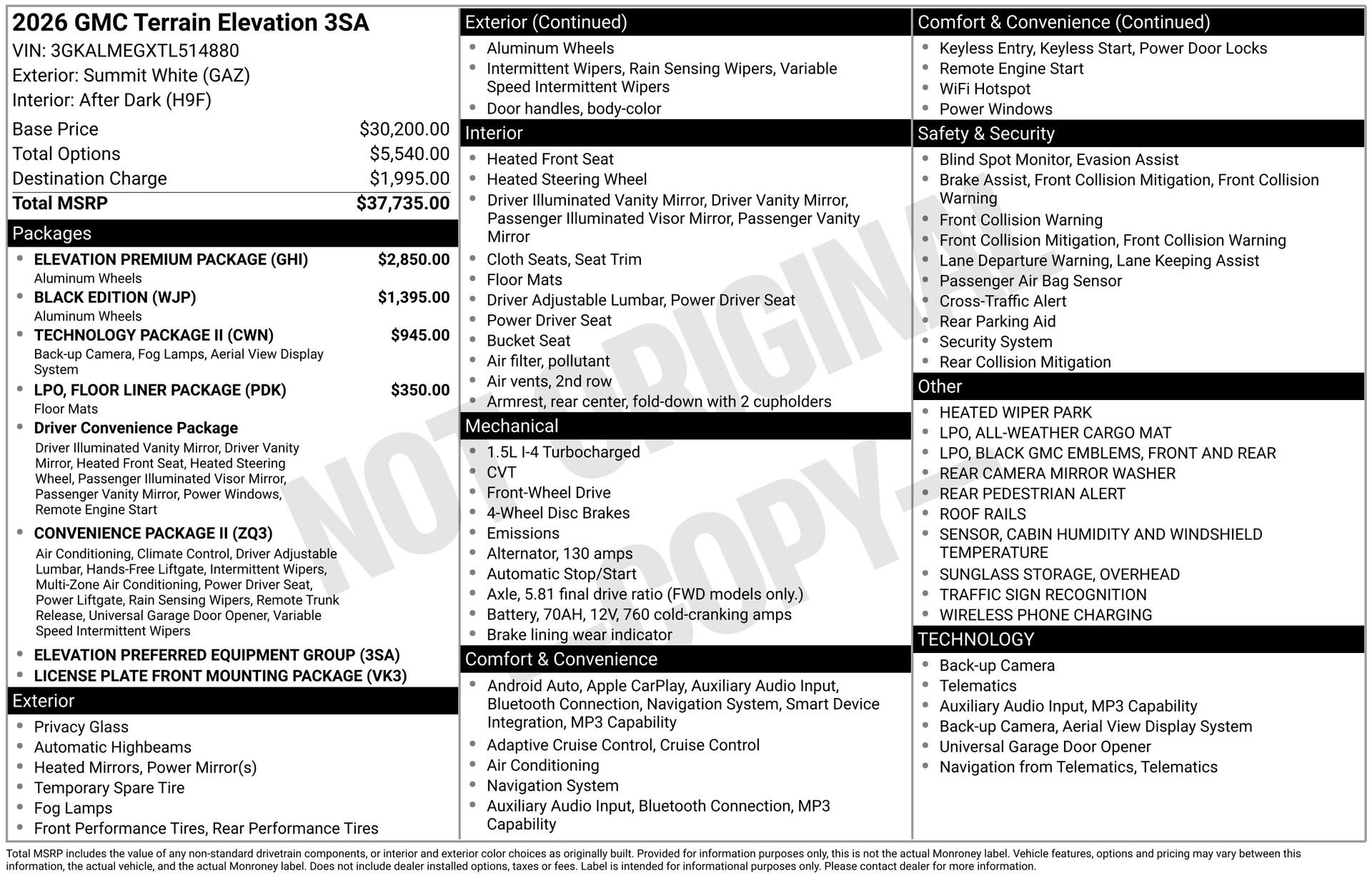 New 2026 GMC Terrain Elevation w/ Elevation Premium Package FWD image 5