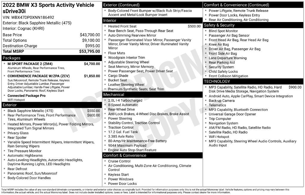 Used 2022 BMW X3 sDrive30i w/ M Sport Package 2 RWD image 5