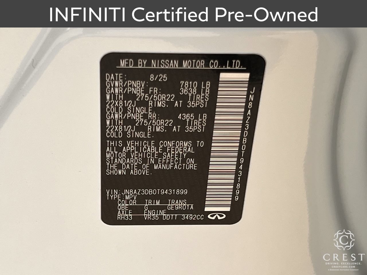 Certified 2026 INFINITI QX80 4WD w/ Sport Exterior Package image 33