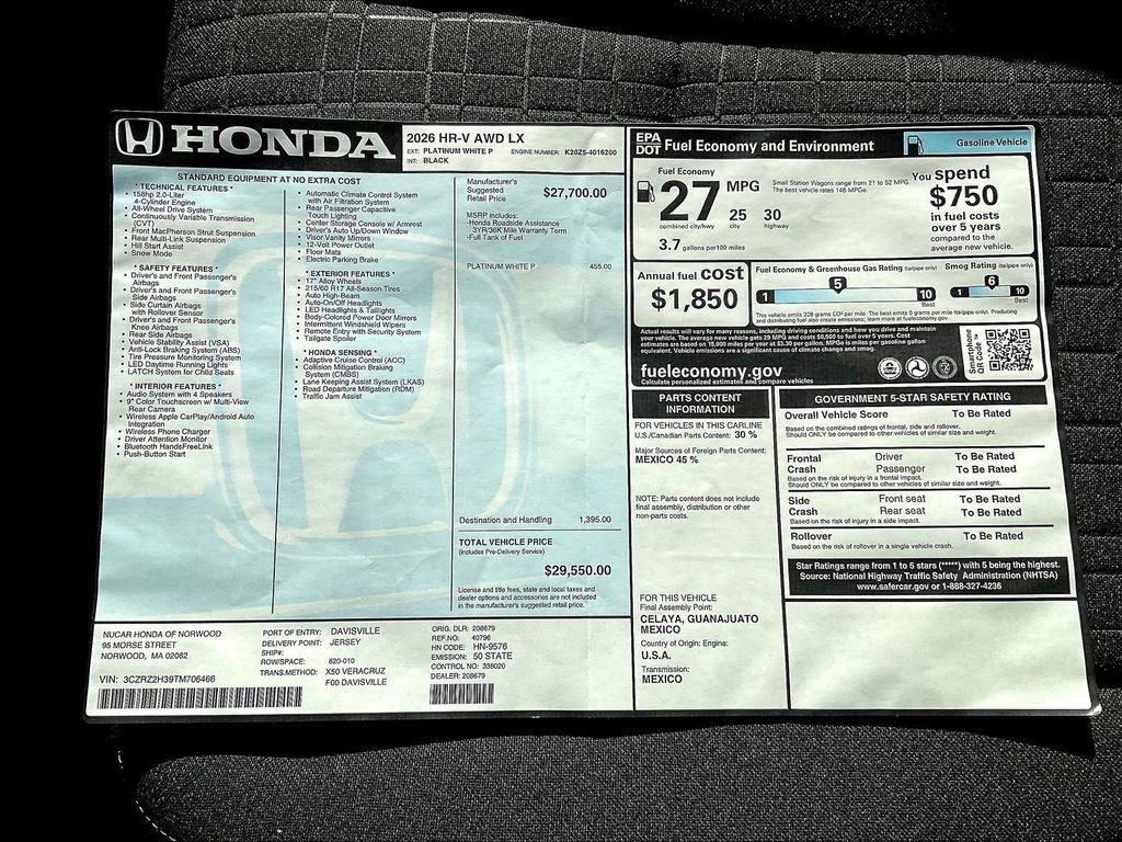New 2026 Honda HR-V LX image 18