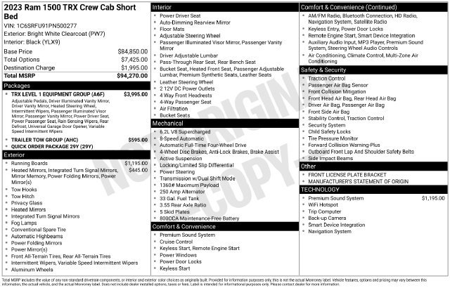 Used 2023 RAM 1500 TRX w/ TRX Level 1 Equipment Group AWD/4WD image 31