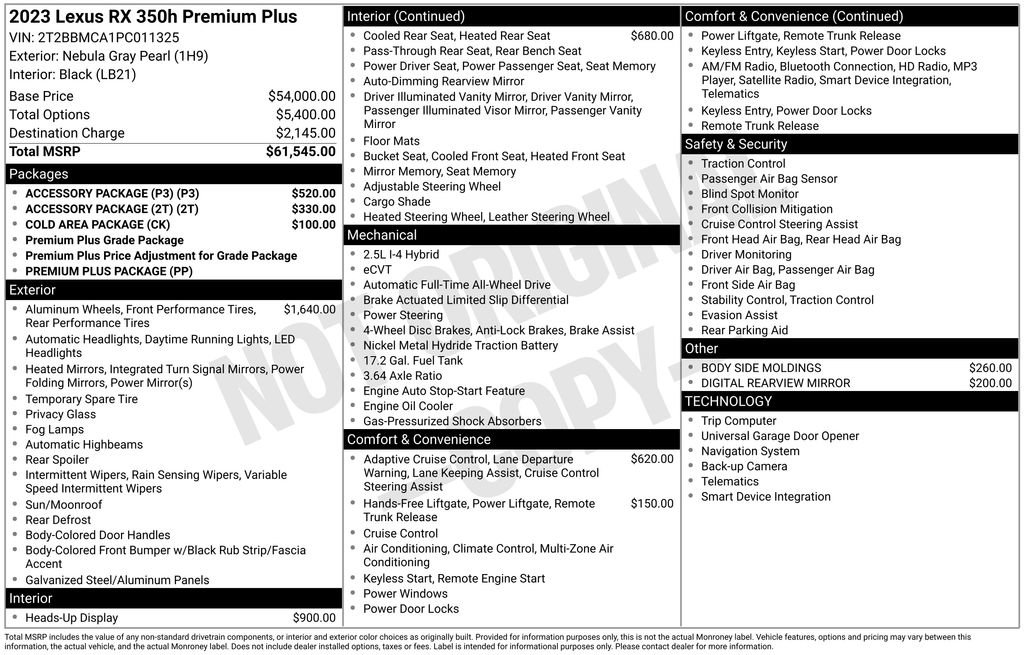 Used 2023 Lexus RX 350 w/ Accessory Package (P3) image 7