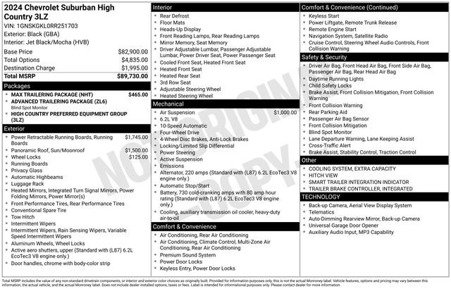 Used 2024 Chevrolet Suburban High Country w/ Max Trailering Package AWD/4WD image 22