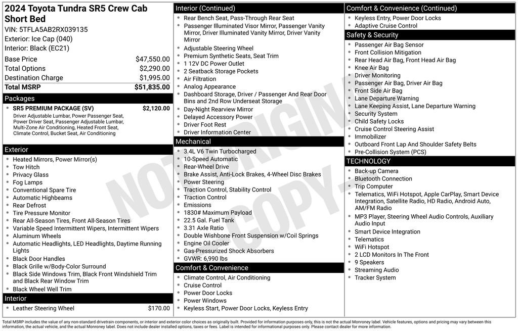 Used 2024 Toyota Tundra SR5 w/ SR5 Premium Package RWD image 4