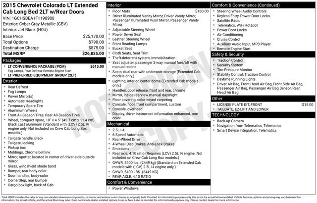 Used 2015 Chevrolet Colorado LT w/ LT Convenience Package image 5