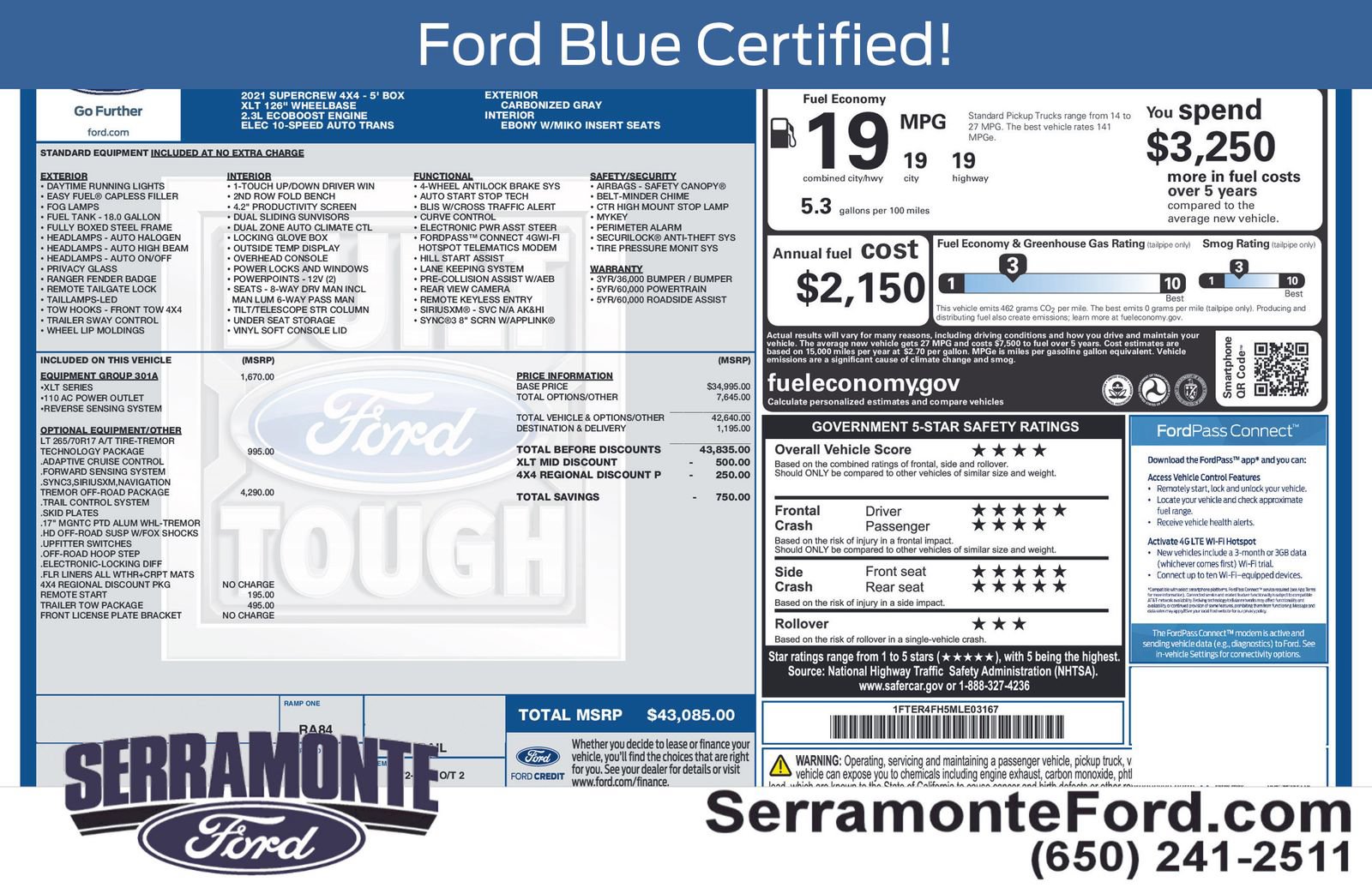 Used 2021 Ford Ranger XLT w/ Tremor Off-Road Package AWD/4WD image 17