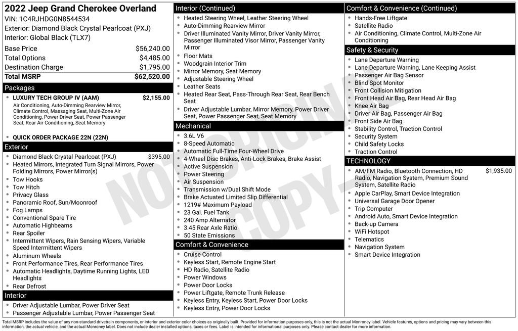 Certified 2022 Jeep Grand Cherokee Overland w/ Luxury Tech Group IV image 41