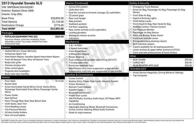Used 2013 Hyundai Sonata GLS w/ Popular Equipment Pkg FWD image 10