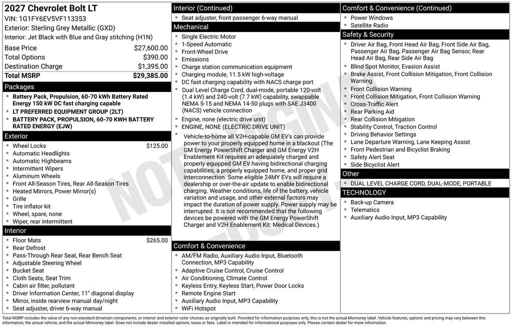 New 2027 Chevrolet Bolt LT FWD image 10