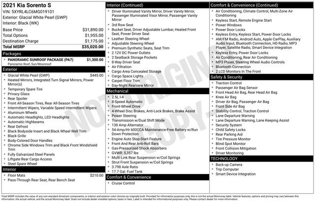 Certified 2021 Kia Sorento S w/ Panoramic Sunroof Package image 25