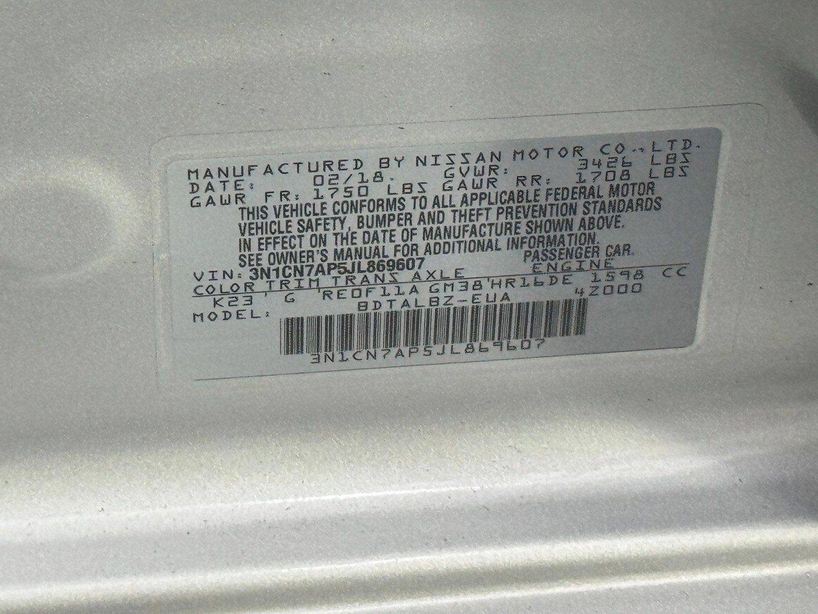 Used 2018 Nissan Versa SV w/ SV Special Edition Package image 37