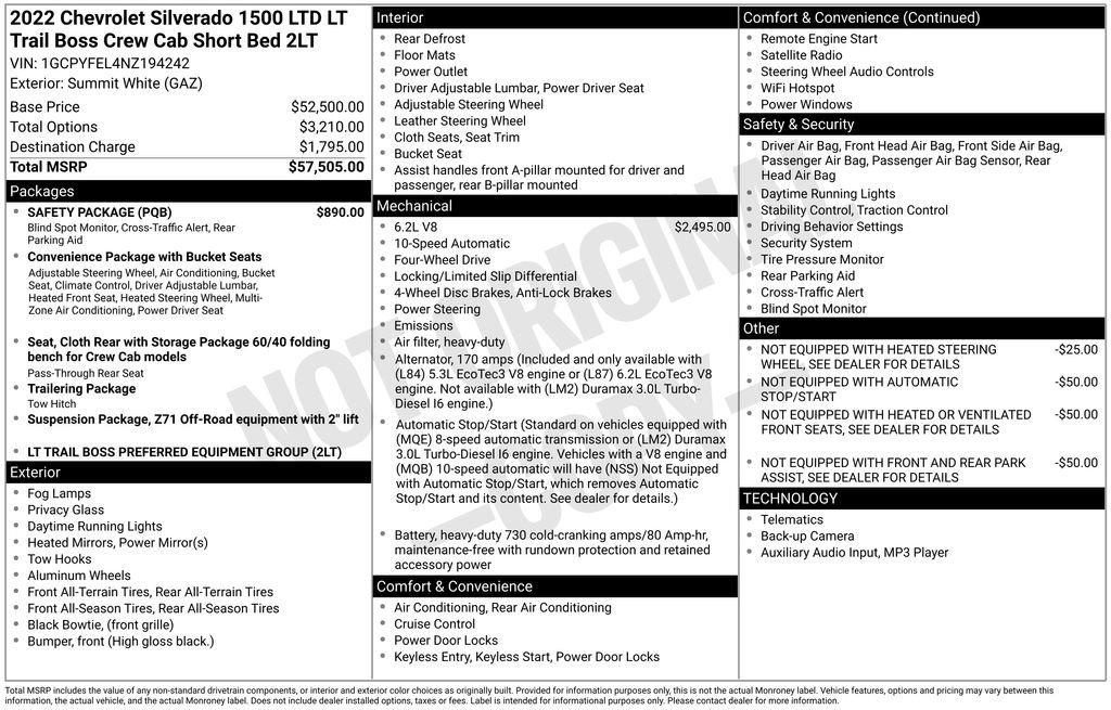 Used 2022 Chevrolet Silverado 1500 LT Trail Boss w/ Safety Package AWD/4WD image 6