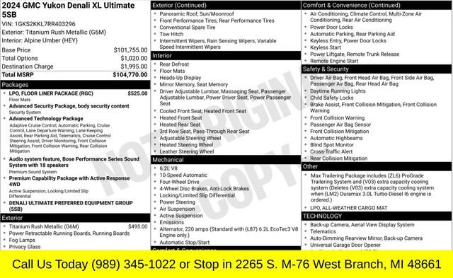 Used 2024 GMC Yukon XL Denali Ultimate w/ LPO, Floor Liner Package image 2