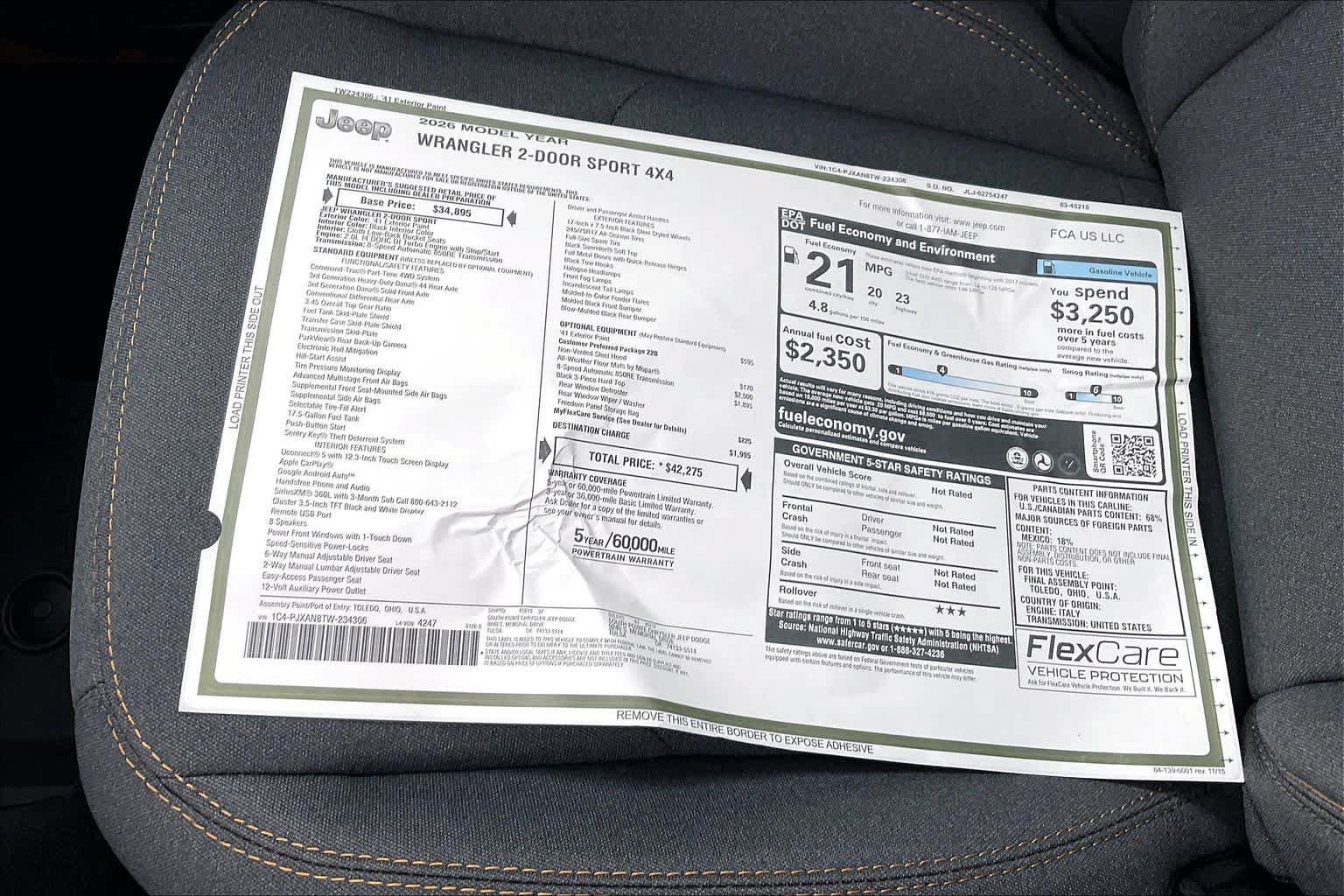 New 2026 Jeep Wrangler Sport AWD/4WD image 19