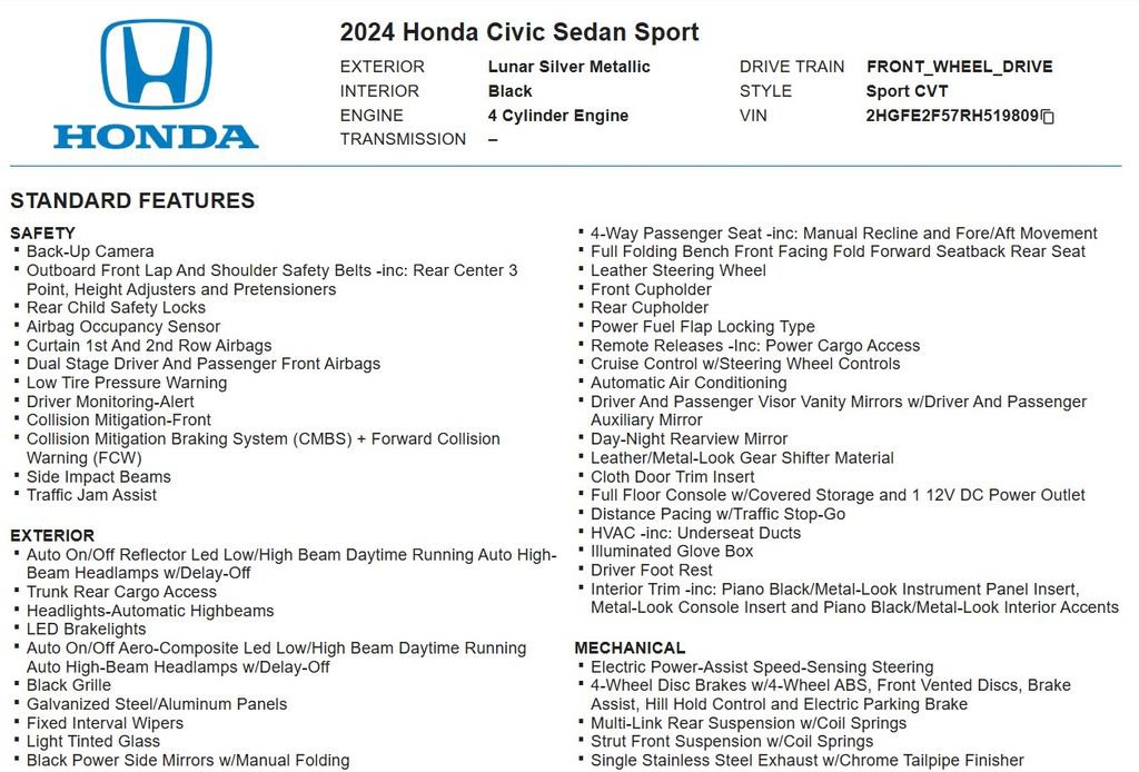 Used 2024 Honda Civic Sport image 17