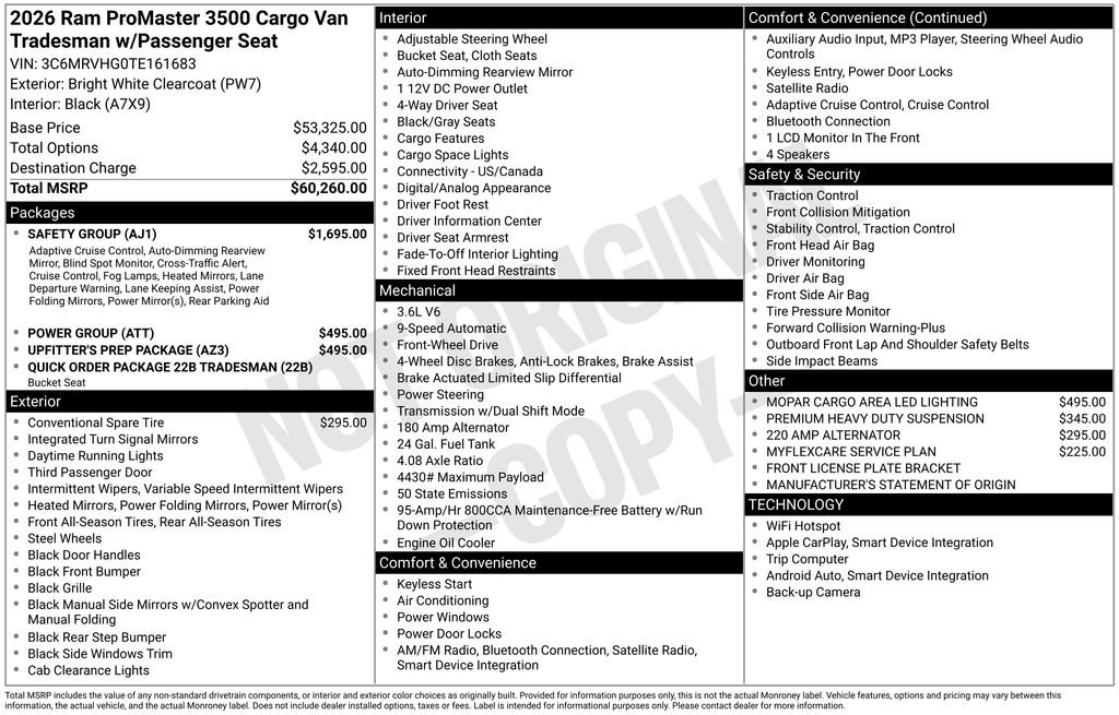New 2026 RAM ProMaster 3500 w/ Safety Group image 6