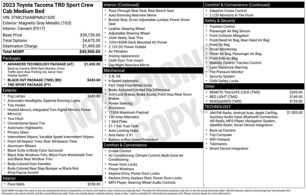 Used 2023 Toyota Tacoma TRD Sport w/ Advanced Technology Package image 63