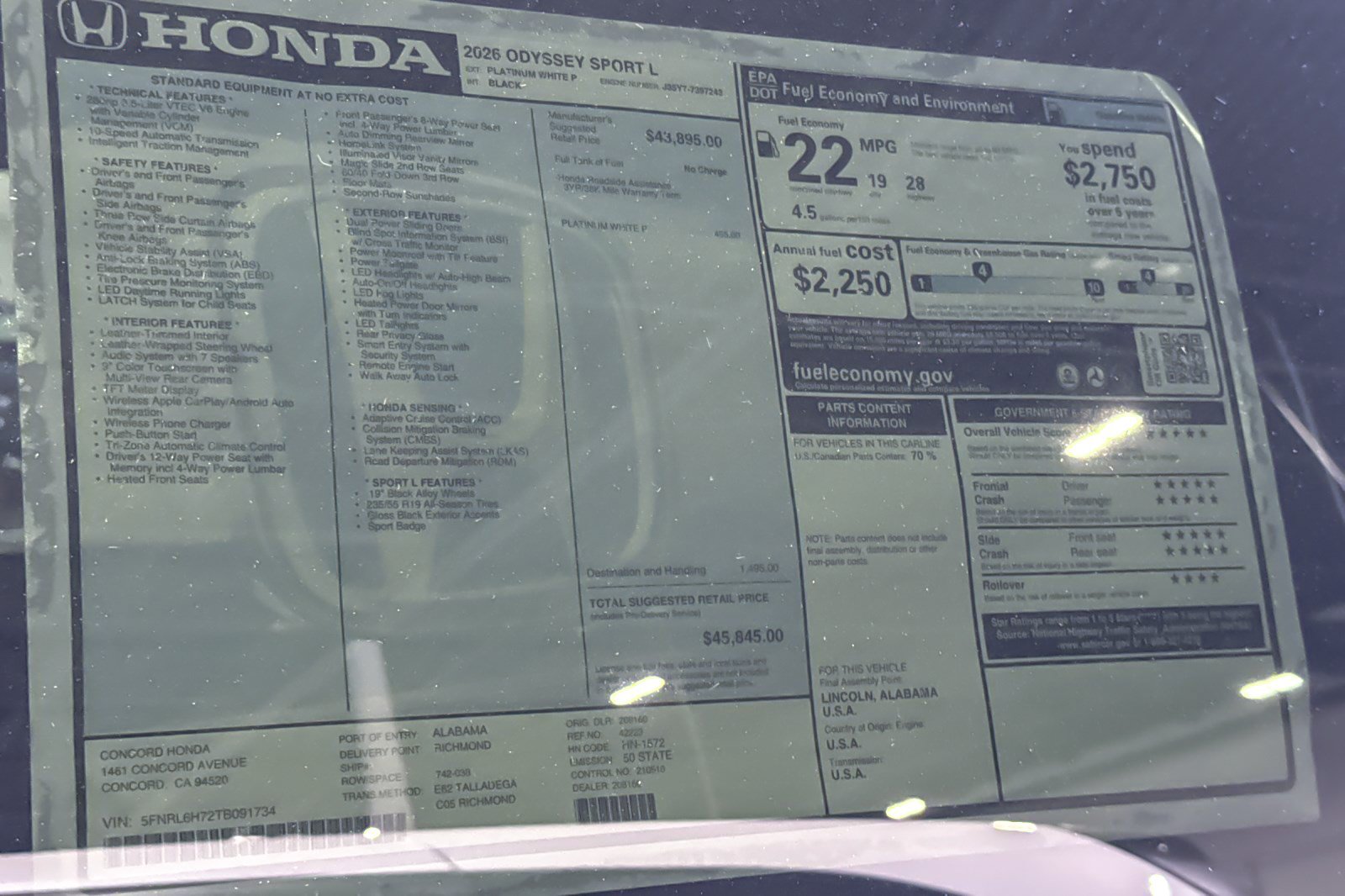 New 2026 Honda Odyssey Sport-L image 34