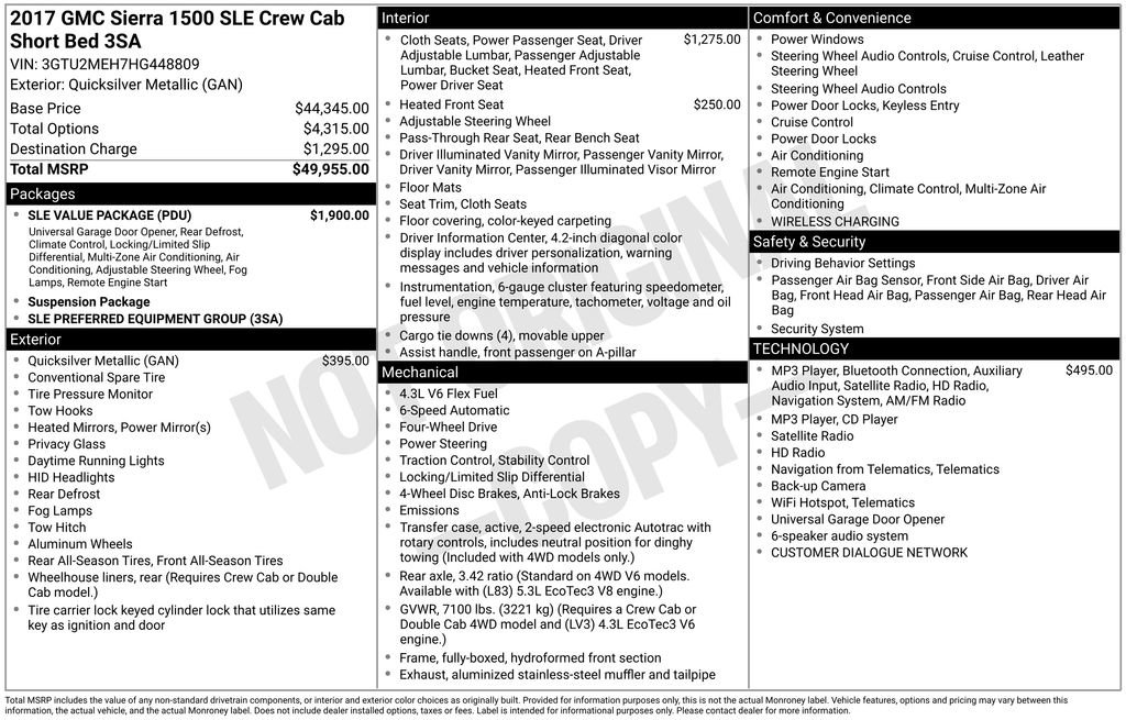Used 2017 GMC Sierra 1500 SLE w/ SLE Value Package AWD/4WD image 6