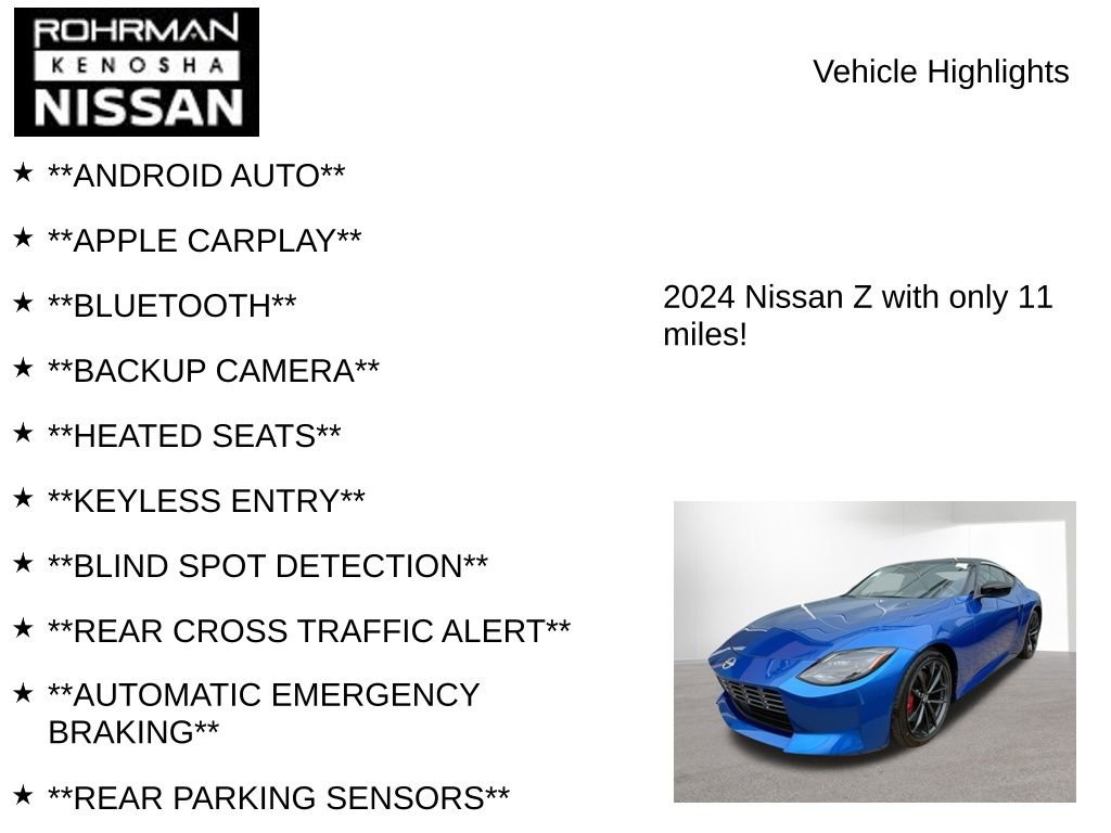 New 2024 Nissan Z Performance w/ Floor Mat Package image 8
