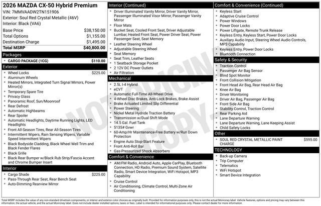 Certified 2026 MAZDA CX-50 AWD 2.5 Hybrid w/ Cargo Package image 7