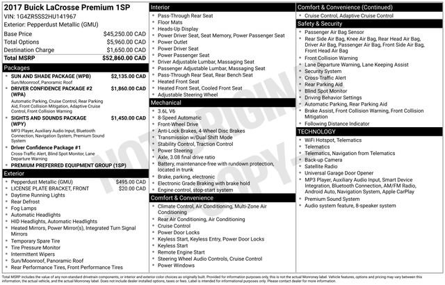Certified 2017 Buick LaCrosse Premium w/ Sun and Shade Package FWD image 35