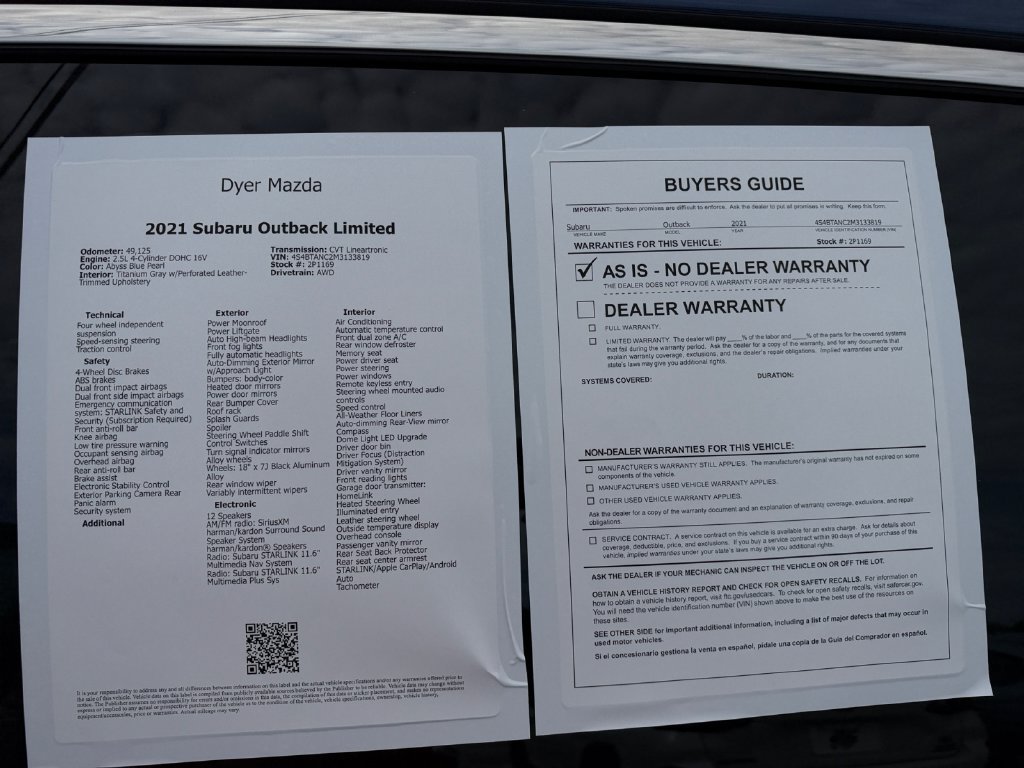 Used 2021 Subaru Outback Limited AWD/4WD image 25