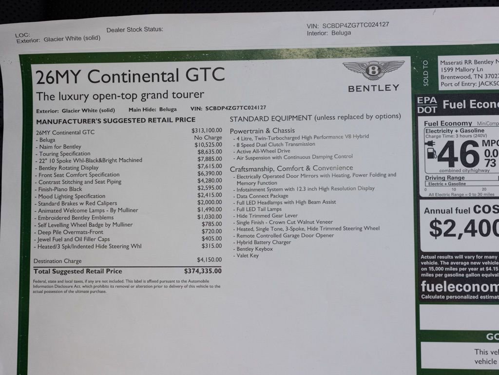 New 2026 Bentley Continental GTC AWD/4WD image 47