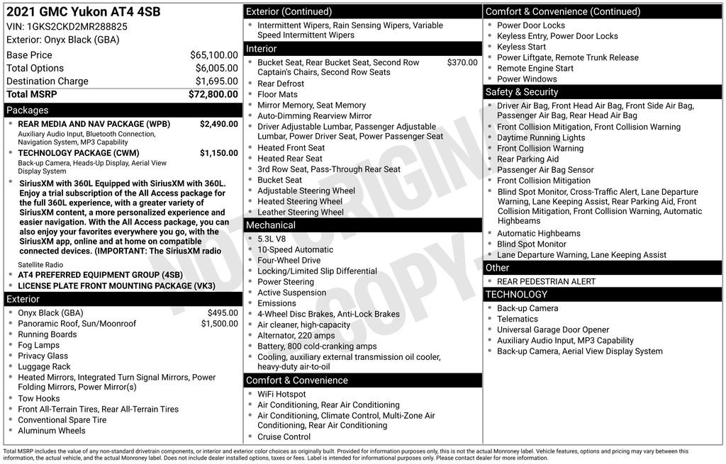 Used 2021 GMC Yukon AT4 w/ Rear Media and Nav Package AWD/4WD image 58