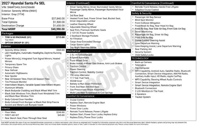 New 2027 Hyundai Santa Fe SEL w/ Tow & Go Package FWD image 4