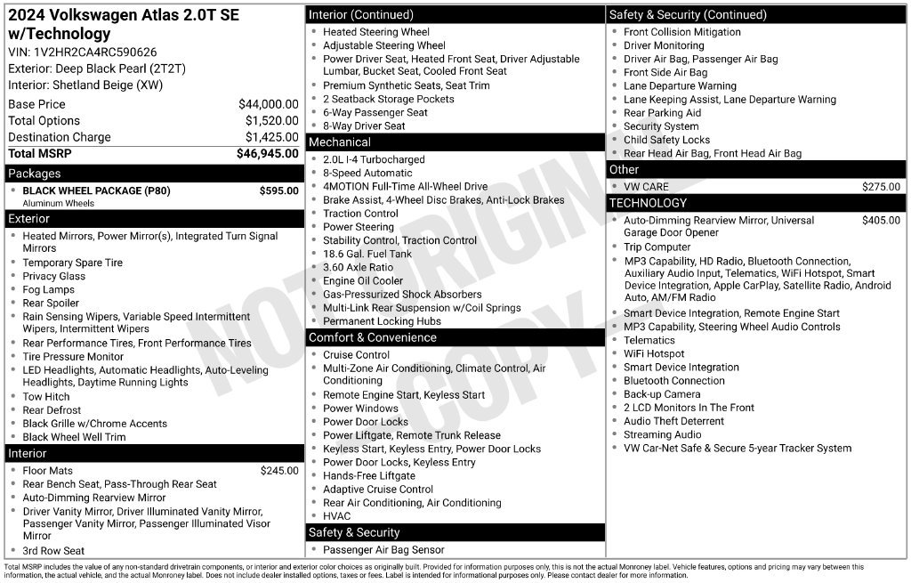 Certified 2024 Volkswagen Atlas SE w/ Black Wheel Package AWD/4WD image 35