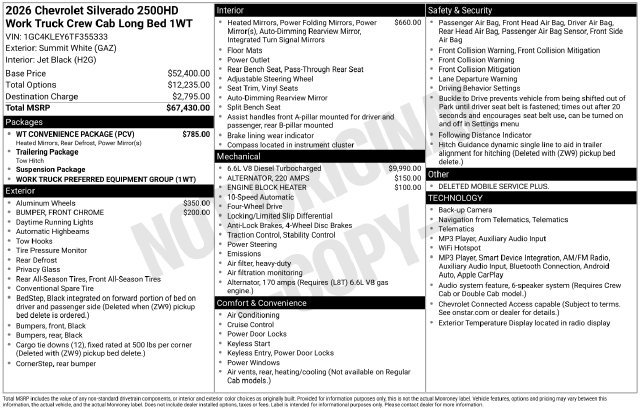 New 2026 Chevrolet Silverado 2500 W/T w/ WT Convenience Package AWD/4WD image 4