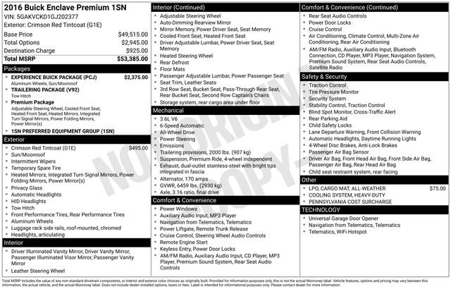 Used 2016 Buick Enclave Premium w/ Experience Buick Package image 10