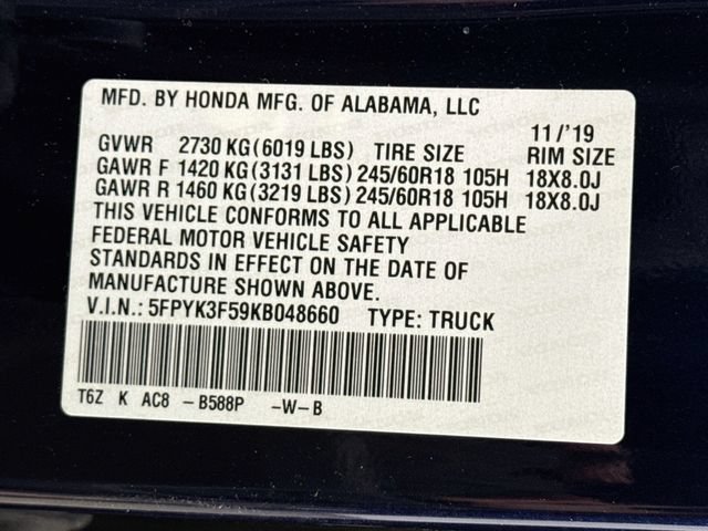 Used 2019 Honda Ridgeline RTL image 32