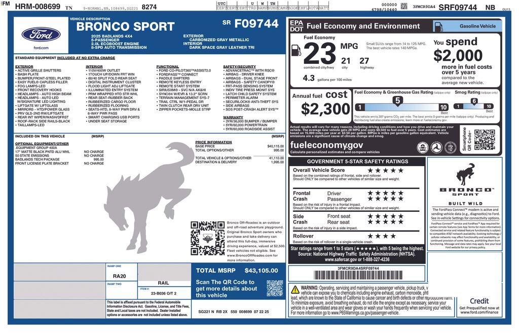 New 2025 Ford Bronco Sport Badlands w/ Badlands Tech Package image 59