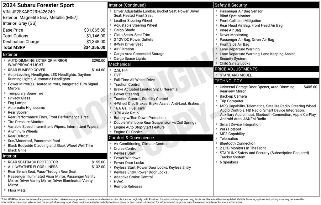 Certified 2024 Subaru Forester Sport AWD/4WD image 34