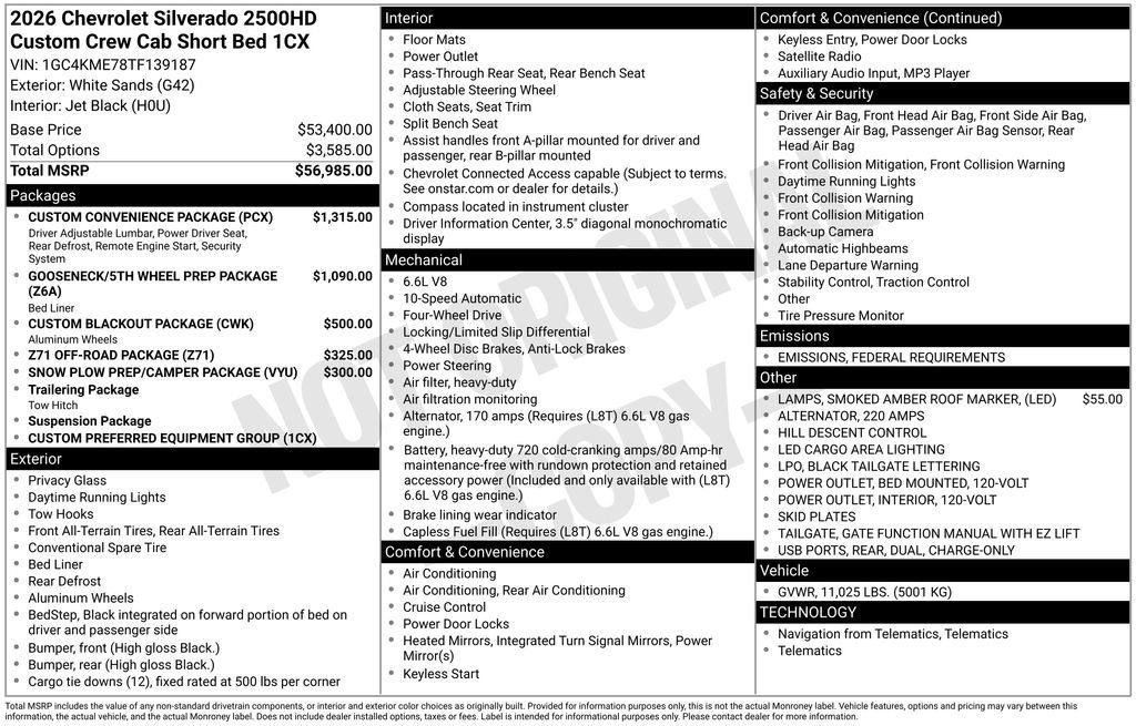 New 2026 Chevrolet Silverado 2500 Custom w/ Custom Convenience Package image 8