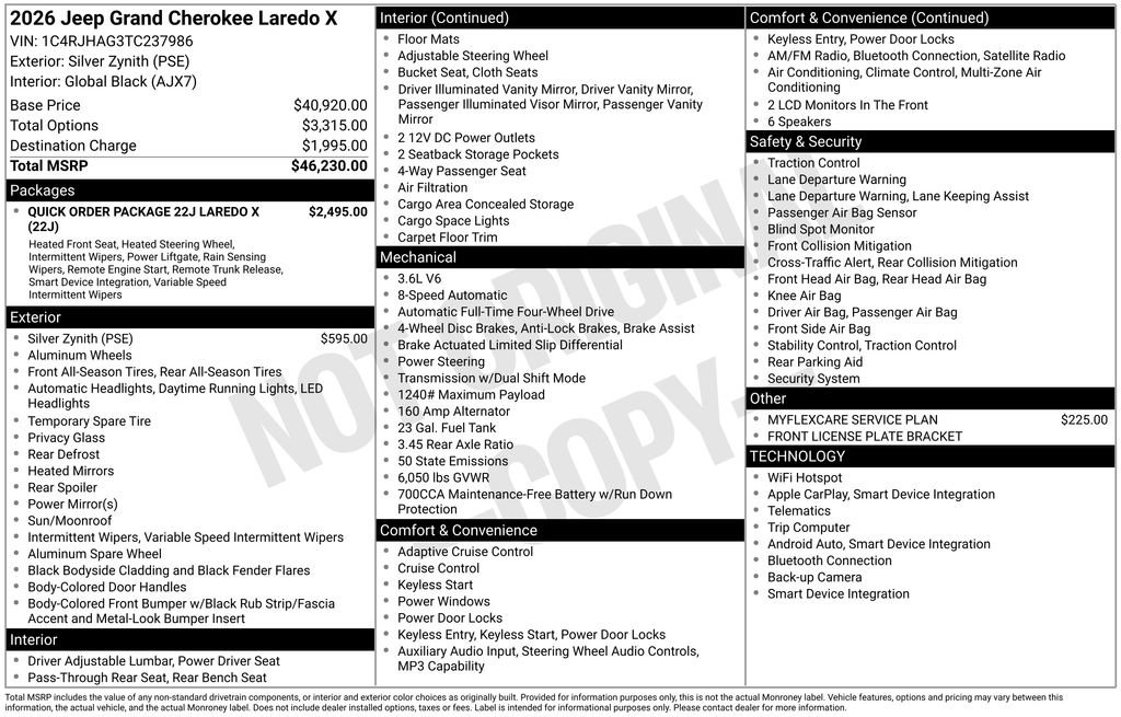 New 2026 Jeep Grand Cherokee Laredo X AWD/4WD image 29