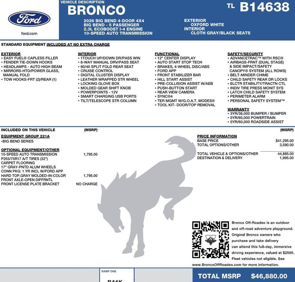 New 2026 Ford Bronco Big Bend AWD/4WD image 2