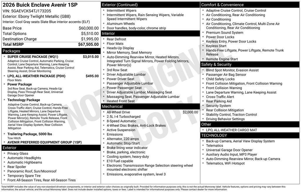 New 2026 Buick Enclave Avenir w/ Super Cruise Package image 15