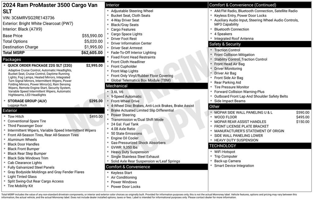 Used 2024 RAM ProMaster 3500 w/ Quick Order Package 22G SLT image 4