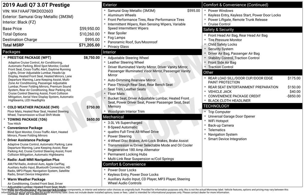 Used 2019 Audi Q7 3.0T Prestige w/ Prestige Package image 3